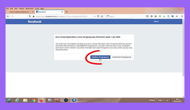 Cara Membatalkan Hapus Akun Facebook